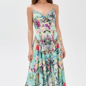 NWT Camilla Gardens of Queluz Linen Tie Front Maxi Dress size medium